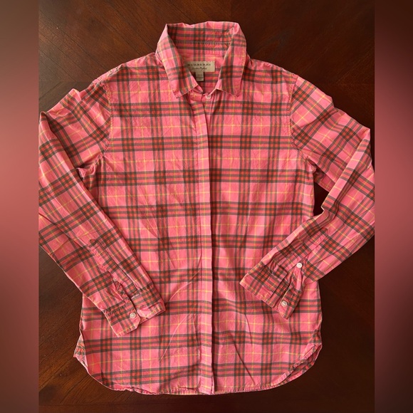 BURBERRY Pink Plaid women  Shirt size 6 - Picture 1 of 11